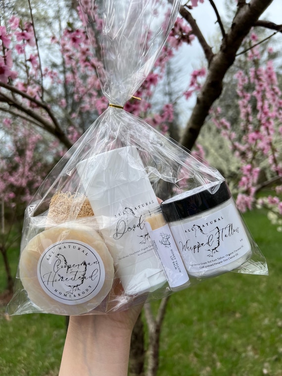 Deluxe Tallow Skincare Gift Set: Whipped Tallow Moisturizer Lotion, Soap, Deodorant, Lip Balm
