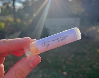 Organic Honey Tallow Lip Balm: All-Natural Unscented Skincare