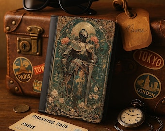 Funda para pasaporte de caballero: armadura medieval vintage, billetera RFID
