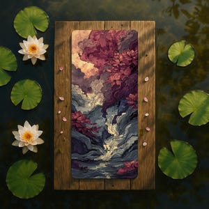 Cute Yoga Mat with Lotus Wave Design, Aesthetic Yoga Mat, Meditation Mat, Stress Relief Gift, Yoga Accessories, Gift for Her