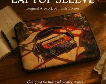 Lofi Cassette Tape Laptop Sleeve, Retro Music Art iPad Case