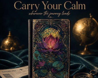 Funda de pasaporte personalizada con diseño de loto celestial, estuche de viaje RFID estilo art nouveau vintage