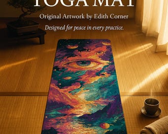 Esterilla de yoga de espuma psicodélica Cosmic Fision de 6 mm, 24 x 72 cm, superficie de ante y goma antideslizante.