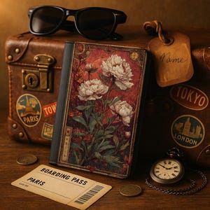Vintage Passinhaber The Scarlet Peony, RFID-Passhülle, Designer-Passhülle für Männer und Frauen, niedliches Reiseaccessoire