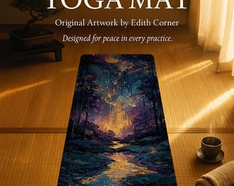Tappetino da yoga Starlit Forest 24×70, superficie in pelle scamosciata, gomma antiscivolo