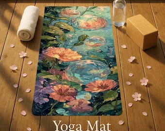 Floral Yoga Mat: Anti-Slip Rubber Fitness Mat for Meditation