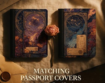 Funda para pasaporte Twilight Sky Couple, billetera de piel sintética RFID