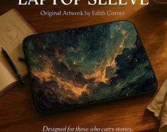 Funda para portátil con diseño de cielo de fantasía celestial, arte cósmico e interior de felpa.