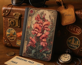 Funda para pasaporte vintage con diseño floral de Snapdragon y RFID