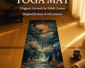 Tapis de yoga en mousse Celestial Moonfall 24 × 72 6 mm, dessus en daim, caoutchouc antidérapant