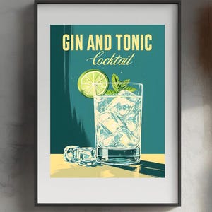 Vintage Retro Gin und Tonic Poster, moderne Kunst für moderne Häuser