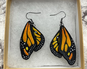 Boucles d'oreilles en cuir papillon/mite/aile de fée