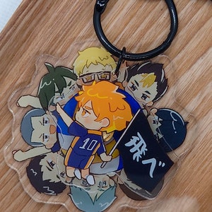 Haikyuu Team Motto Rotating Acrylic Keychain | Kenma, Hinata, Karasuno, Nekoma, HQ, Volleyball Boys