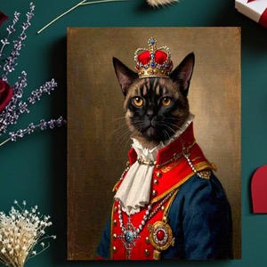 Custom Pet Portrait,Royal Cat Portrait, Queen Pet Portrait, Commendar Pet Portrait, Dog Portrait, King Pet Portrait, Renaissance Portrait