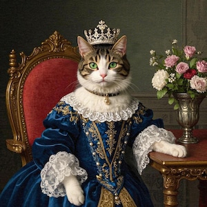 Custom Pet Portrait Cat Portrait Royal Historical Pet Portrait Painting Canvas Renaissance Dog Portrait From Photo Royal Pet King Portrait