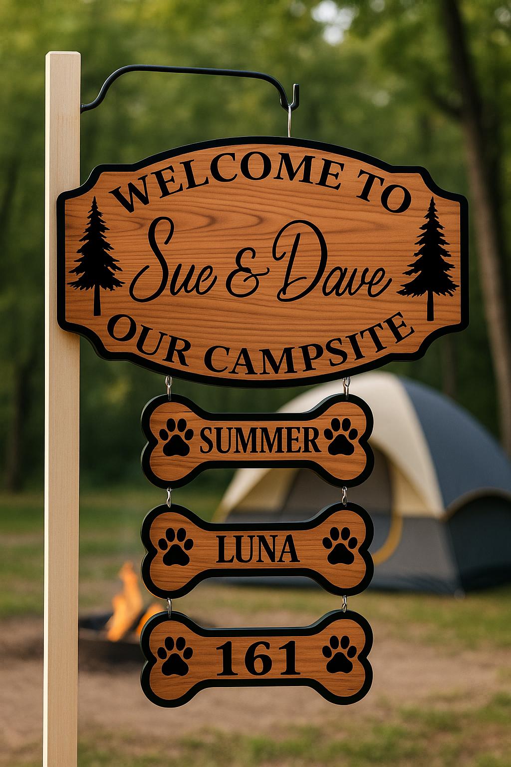 Cedar Welcome Campsite & Cabin Sign