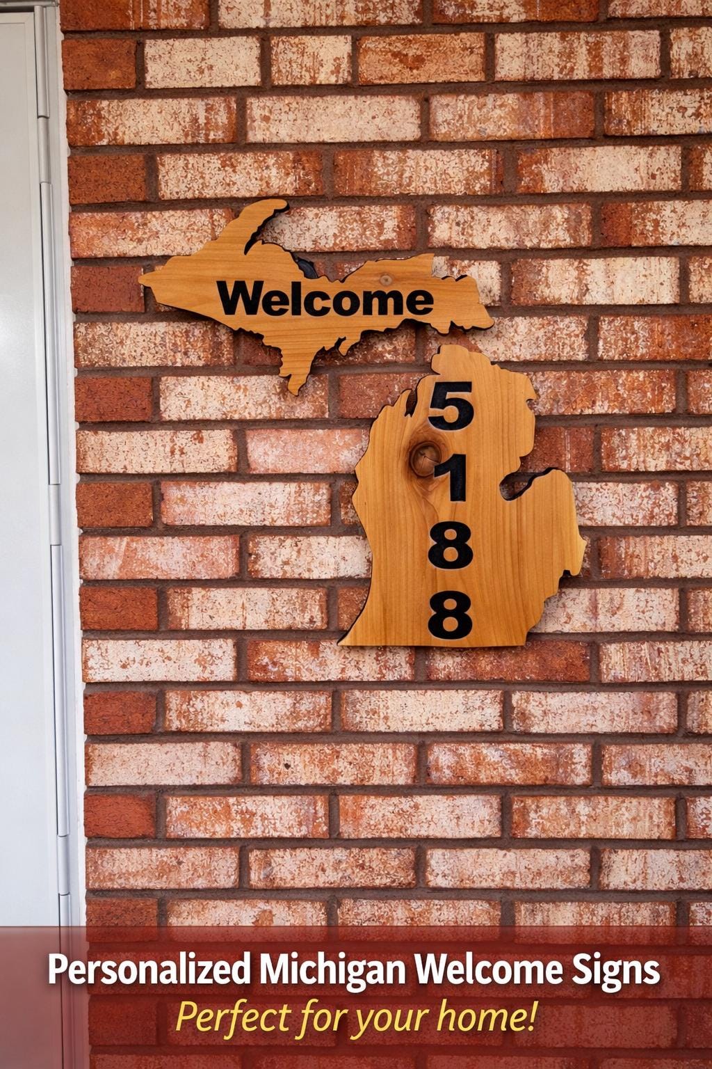 Personalized Michigan Cedar Address Sign