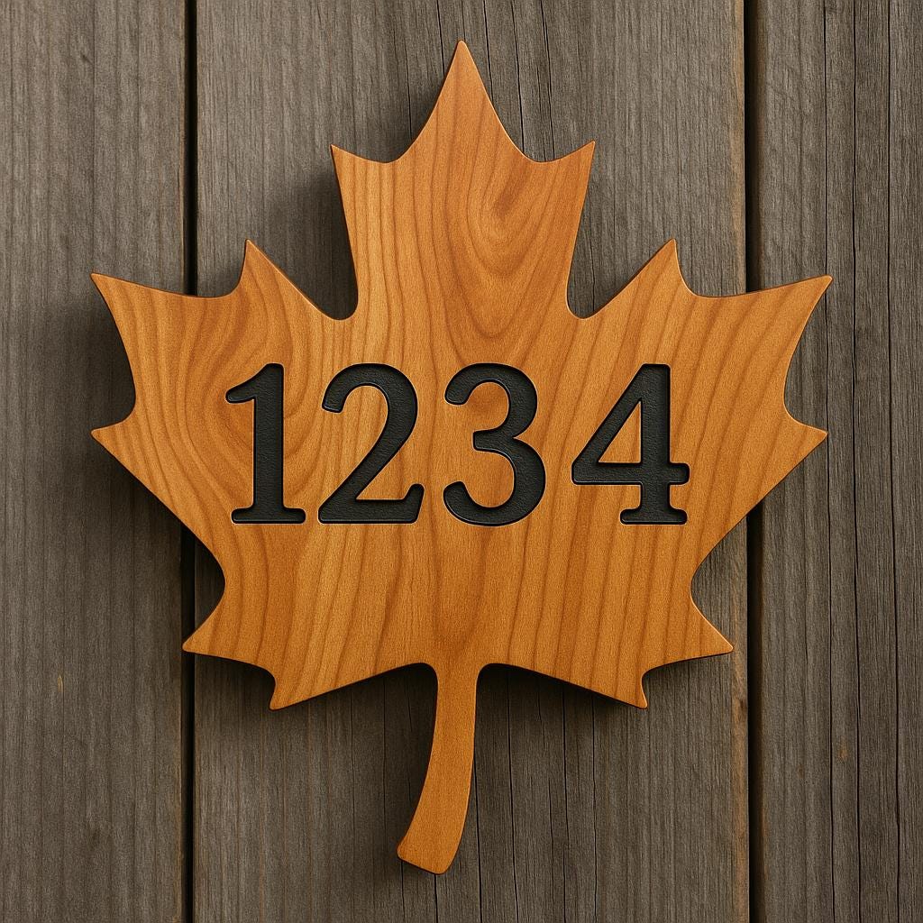 Cedar Maple Leaf Address Sign