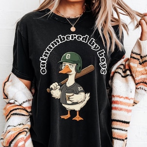 Outnumbered By Boys PNG | Funny Baseball Mom Duck Clipart | Tired Boy Mom Sports Sublimation Design