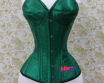 Corset en satin, haut corset à lacets pour femmes - Lingerie bustier élégante et gaine de taille, corset évasé, corset avec baleines en acier