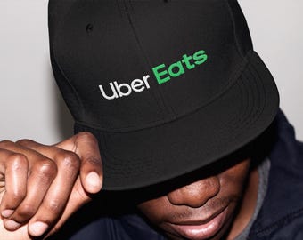 Uber Eats Flat Bill Snapback Hat, Cool Urban Style Cap, Gift for Food Lovers, Uber Driver Accessory, Streetwear Essential, Trendy Headwear