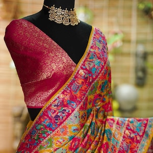 Pure Banarasi Crepe Silk saree- Patola Design | Meenakari Weaving