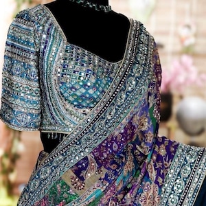Pure Chenan Designer Saree | Vibrant Azrakh Multi-Colour Patchwork Print | Celebrity Style | Stiched Blouse