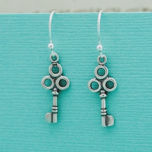 Cute Key Earrings, Sterling Silver Skeleton Key Earrings, Graduation Gift, Key Jewelry, Grad Gifts for Her, Dainty Silver Earrings, Keys
