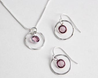 Alexandrite Necklace: Sterling Silver Twig Ring, June Birthstone