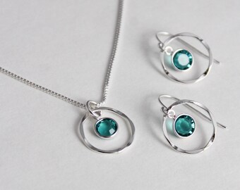 Blue Topaz Sterling Silver Necklace - December Birthstone Jewelry