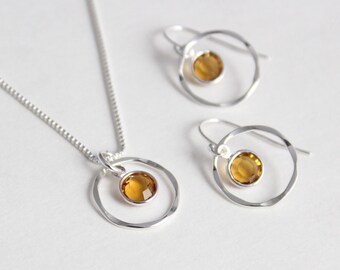 Yellow Topaz Sterling Silver Necklace - November Birthstone Jewelry