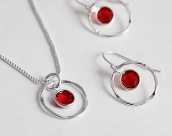 Sterling Silver Ruby Necklace: July Birthstone Jewelry Birthday Gift