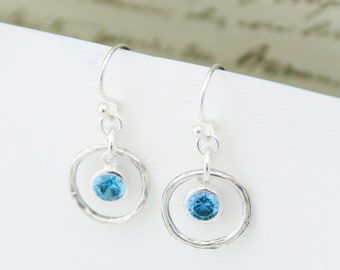 Blue Topaz Sterling Silver Earrings: December Birthstone Jewelry