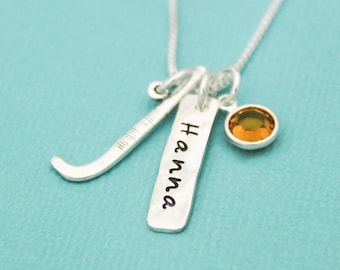 Personalized Field Hockey Necklace, Custom Sport Jewelry, Choose Your Sport Necklace, Field Hockey Team Gift Necklace, Hand Stamped Necklace