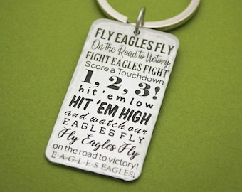 Eagles Fight Song Keychain: Engraved Aluminum Football Gift