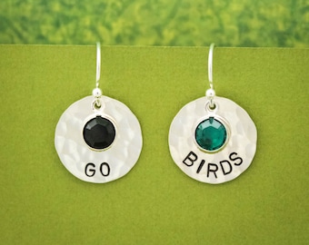 GO BIRDS Sterling Silver Earrings: Eagles Game Day Jewelry