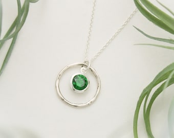 May Birthstone Necklace, May Emerald Jewelry, May Birthday Gift, May Birthstone Jewelry, Emerald Necklace, Sterling Silver Emerald Jewelry