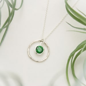 May Birthstone Necklace, May Emerald Jewelry, May Birthday Gift, May Birthstone Jewelry, Emerald Necklace, Sterling Silver Emerald Jewelry