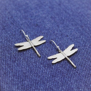 Cute Dragonfly Earrings, Sterling Silver Dragonfly Earrings, Spring Jewelry, Rustic Dragonfly Earrings, Mother&#39;s Day Gift, Gifts for Her