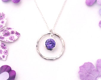 Amethyst Necklace: Sterling Silver February Birthstone Jewelry