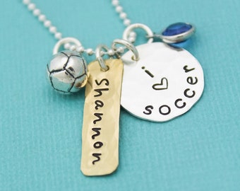 Soccer Necklace - Personalized Soccer Necklace - Soccer Team Jewelry - Soccer Ball Charm - Gold and Silver Soccer Necklace