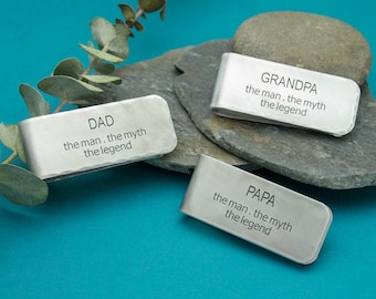 Daddy or Grandfather Money Clip Aluminum Engraved Personalized Gift Father's Day