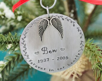 Adorno conmemorativo personalizado: regalo de recuerdo con alas de ángel estampadas a mano