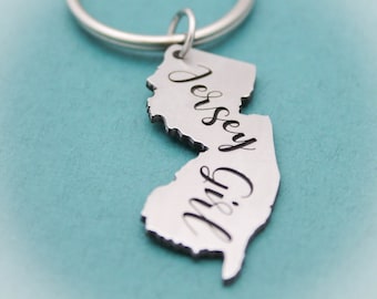 Jersey Girl Keychain: Aluminum New Jersey State Shape Gift