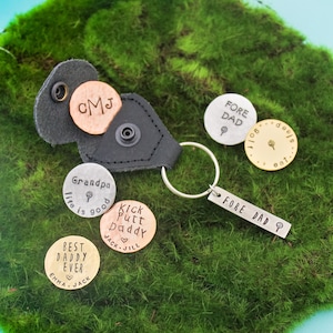 Golf Marker with Keychain, Father&#39;s Day Gifts, Gifts for Him, Dad or Grandpa Copper, Brass, Aluminum Hand Stamped Personalized Key Chain