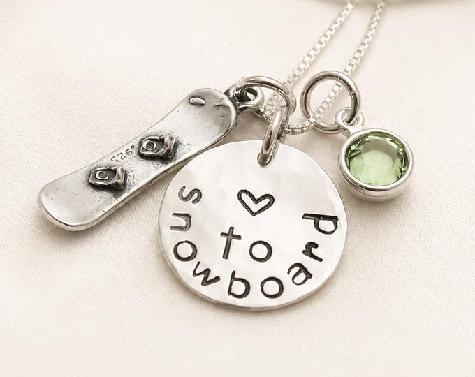 SnowBoarding Sterling Silver Personalized Hand Stamped Necklace SnowBoarder