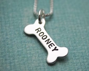 Personalized Dog Bone Necklace -  Silver or Gold Furbaby Necklace -  I Love my Dogs -  Dog Name Necklace -  Dog Lovers Gift