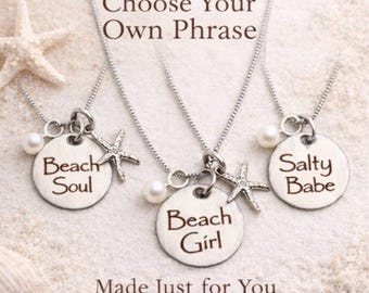 Beach Girl Stainless Steel Necklace: Starfish Sea and Sand Ocean Lover Vacation Cruise Jewelry