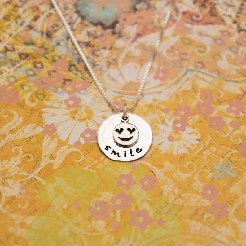 Smile Necklace Smile Emoji Necklace Smile Face Cute Jewelry Etsy