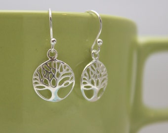 Tree of Life Charm Earrings, Family Tree Earrings, Sterling Silver Earrings, Tree Earrings, Gifts for Her, Birthday Gift, Silver Trees